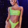Vinyl One Shoulder Asymmetrical Bikini Top In Lime -Swimming Gear Shop 2504 12 escape reality lime one shoulder strap vinyl high rise bikini