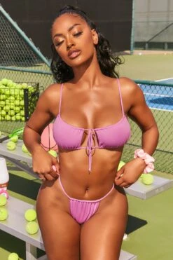 Micro Thong Bikini Bottoms In Lilac