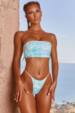 High Waisted Thong Bikini Bottoms In Blue Tie Dye -Swimming Gear Shop 3309 2 lets get salty tie dye blue bandeau strapless ruched sides high rise thong bikini set 2f51df15 e030 4582 896d cb7a2ea945c3
