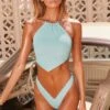 Halter Neck Bikini Top In Turquoise -Swimming Gear Shop 3420 2 ocean child turquoise halter bust flattering crop top thong bottoms bikini set 2