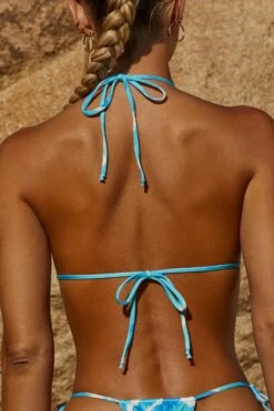 Triangle Bikini Top In Blue Print -Swimming Gear Shop NS0155 NS0156 8 Blue Print Strappy Tanning Bikini Setcopy