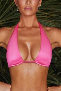 Plunge Micro Bikini Top In Pink -Swimming Gear Shop NS0172 NS0173 6 Malosi Pink High Waisted Bikini Bottoms Mele Plunge Micro Bikini Topcopy2 1