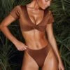 Twist Crop Top In Brown -Swimming Gear Shop NS0172 NS0182 3 Malosi Luanda Brown High Waisted Bikini Bottoms Twist Crop Top 2084ce0f c534 434c bfd0 bca1a00ce675