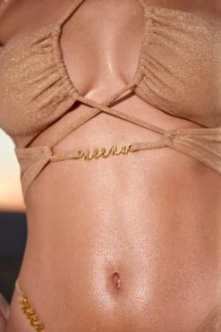 Cross Strap Bikini Top In Gold -Swimming Gear Shop NS0196 NS0186 7 Yazhi Gold Cross Strap Top Asymmetric Bikini Bottoms 73a1fbf8 1f41 4bf8 a240 9722fdc159b3