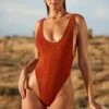 Scoop Neck One Piece In Rust -Swimming Gear Shop NS0245 1 Chenoa Rust Scoop Neck Low Cut One Piececopy