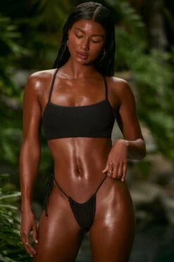 Strappy Scoop Bikini Top In Black -Swimming Gear Shop NS0314 1 Black Strappy Bikini Top