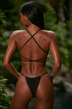 Strappy Scoop Bikini Top In Black -Swimming Gear Shop NS0314 6 Black Strappy Bikini Top