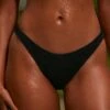 Mid Rise Cheeky Bikini Bottoms In Black -Swimming Gear Shop NS0318 NS0319 5 Black Bikini Set