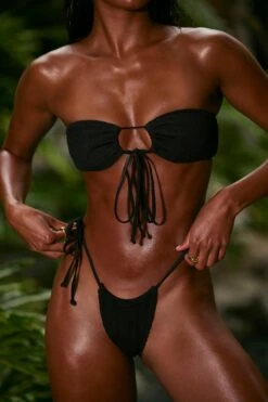 Multi-wear Drawstring Bikini Top In Black -Swimming Gear Shop NS0320 8 Black Drawstring Bikini Top Multiwear