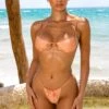Cut Out Underbust Bikini Top In Light Orange -Swimming Gear Shop gg0009 2 island hideout tan strappy tie front tanning bikini top thong set