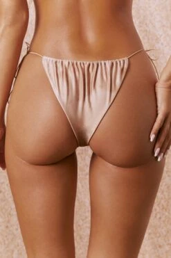 Soriya Ruched Bikini Bottoms In Beige -Swimming Gear Shop n00001 beige