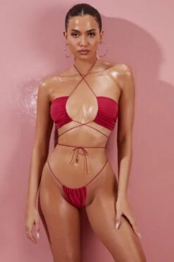 Ruched Bikini Bottoms In Berry -Swimming Gear Shop ns0065 6 in your dreams berry cross over ruched tanning bikini srt 1