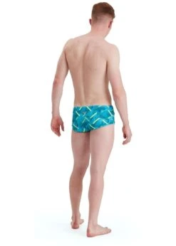Speedo Geo Stripe 17CM Training Brief - Nordic Teal/ Adriatic/ Fluo Yellow